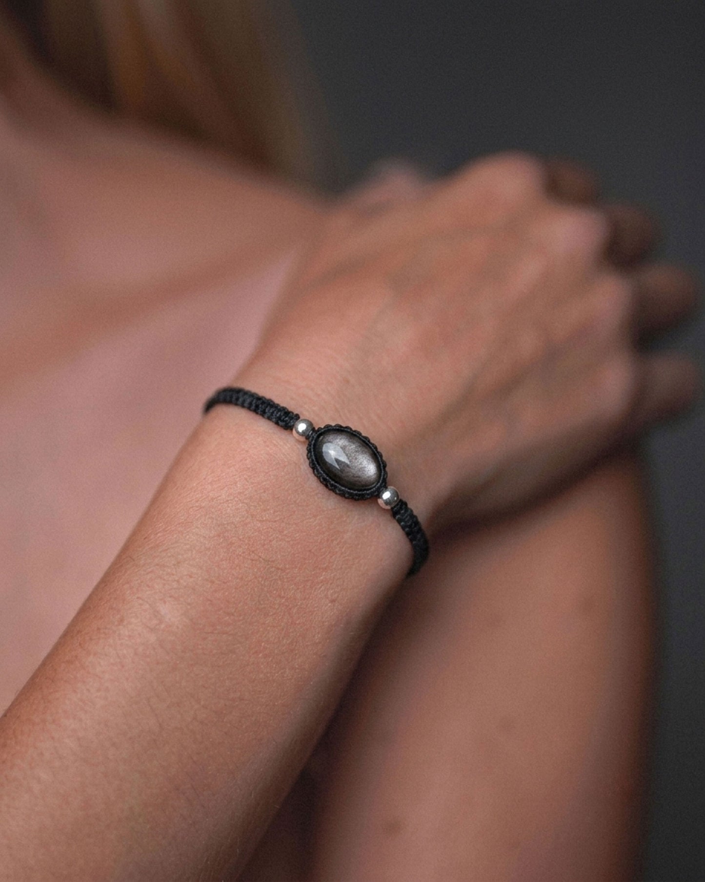 Shadow & Light Bracelet - Silver Obsidian