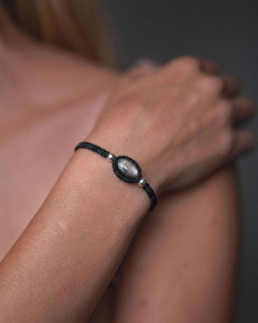 Shadow & Light Bracelet - Silver Obsidian