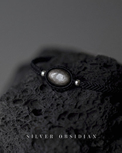 Shadow & Light Bracelet - Silver Obsidian