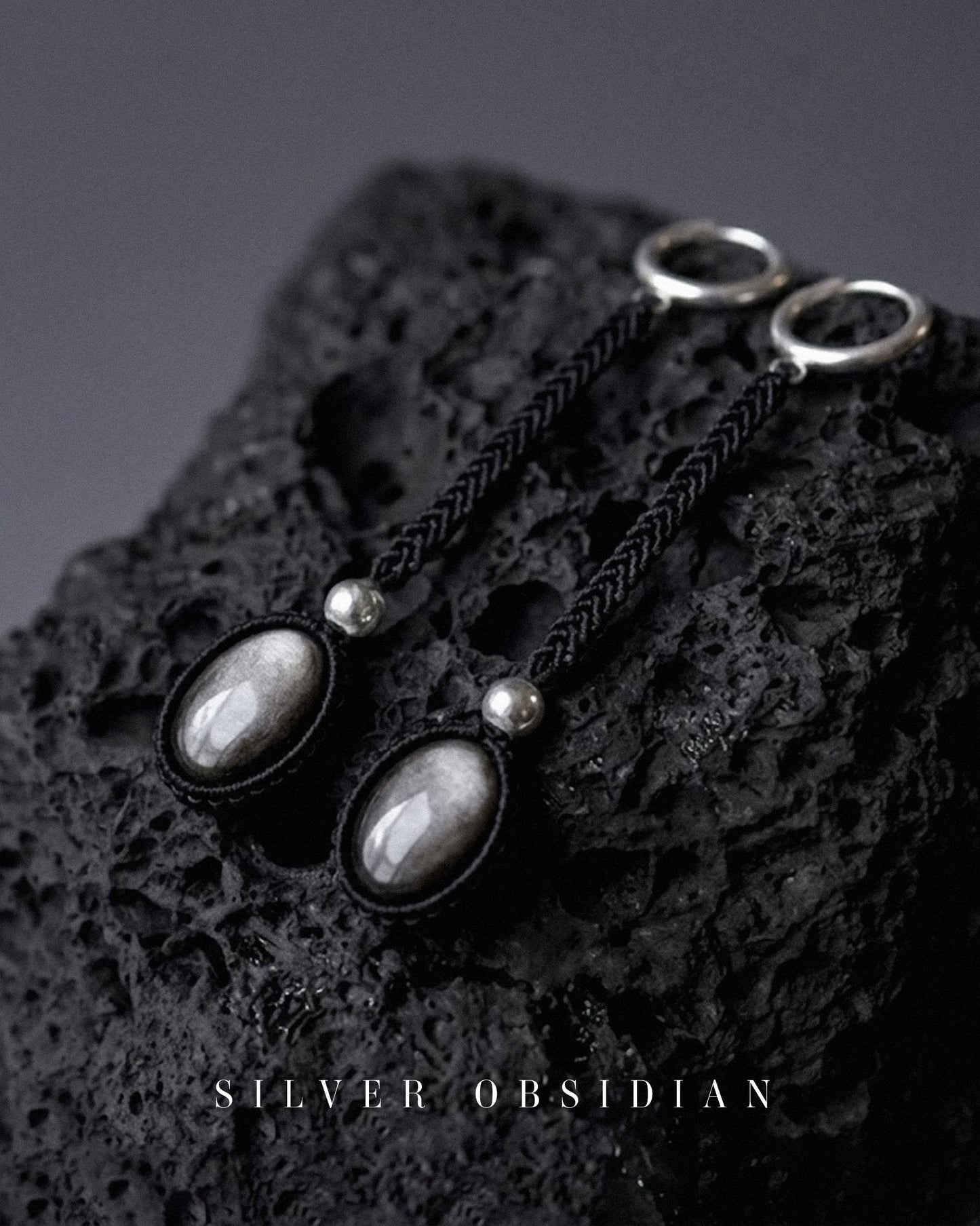 Shadow & Light Earrings - Silver Obsidian
