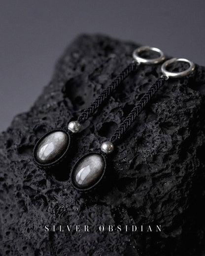 Shadow & Light Earrings - Silver Obsidian