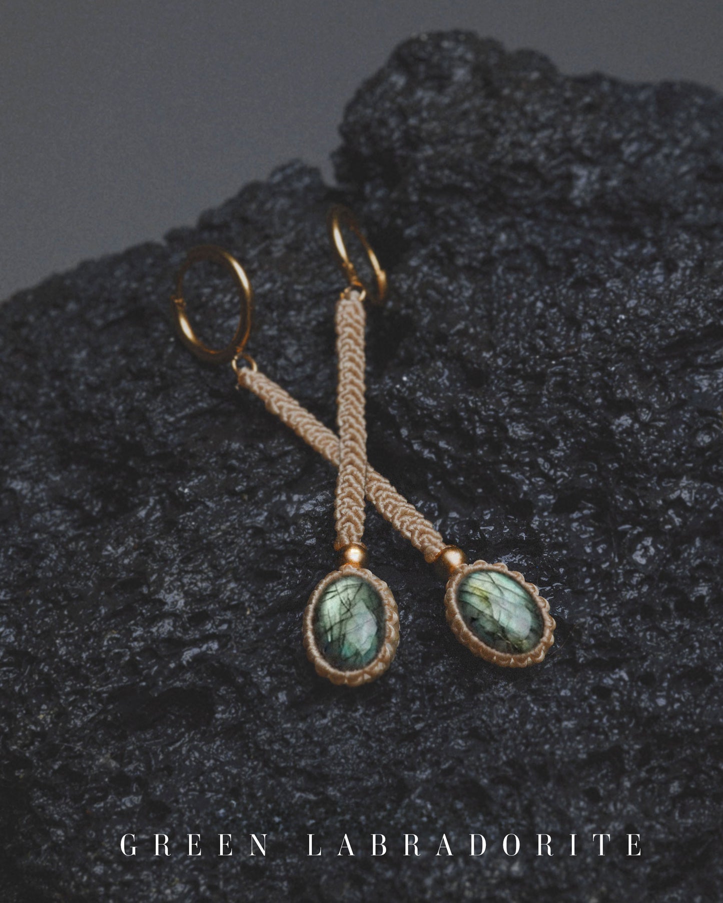 Sand & Stone Earrings - Green Labradorite