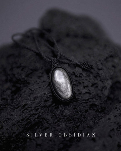 Shadow & Light Necklace - Silver Obsidian